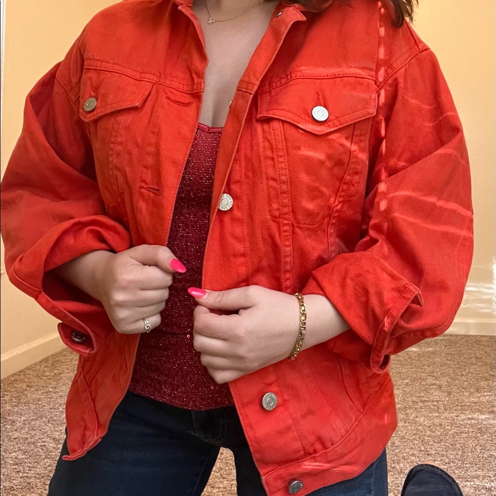 Orange BDG Urban Outfitters denim jacket